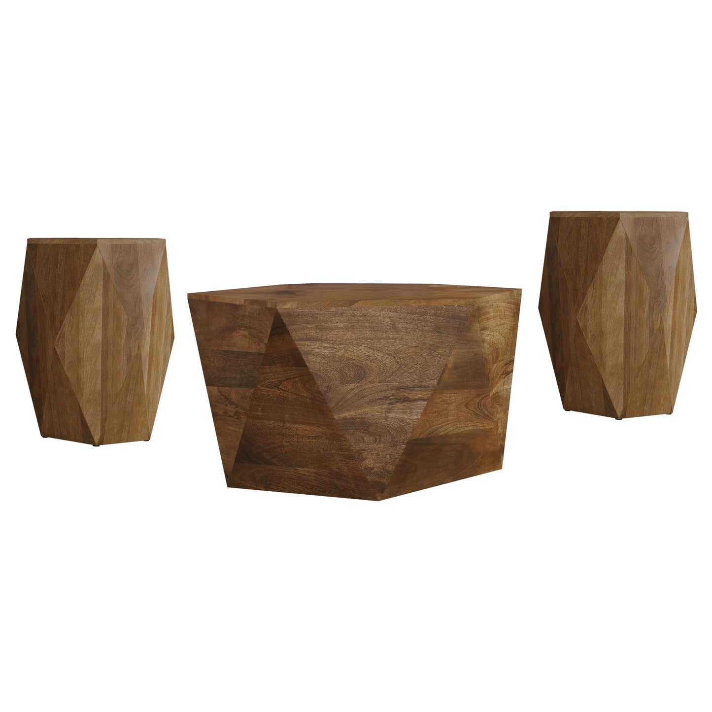 Zalika Solid Wood Coffee and End Table Set Natural