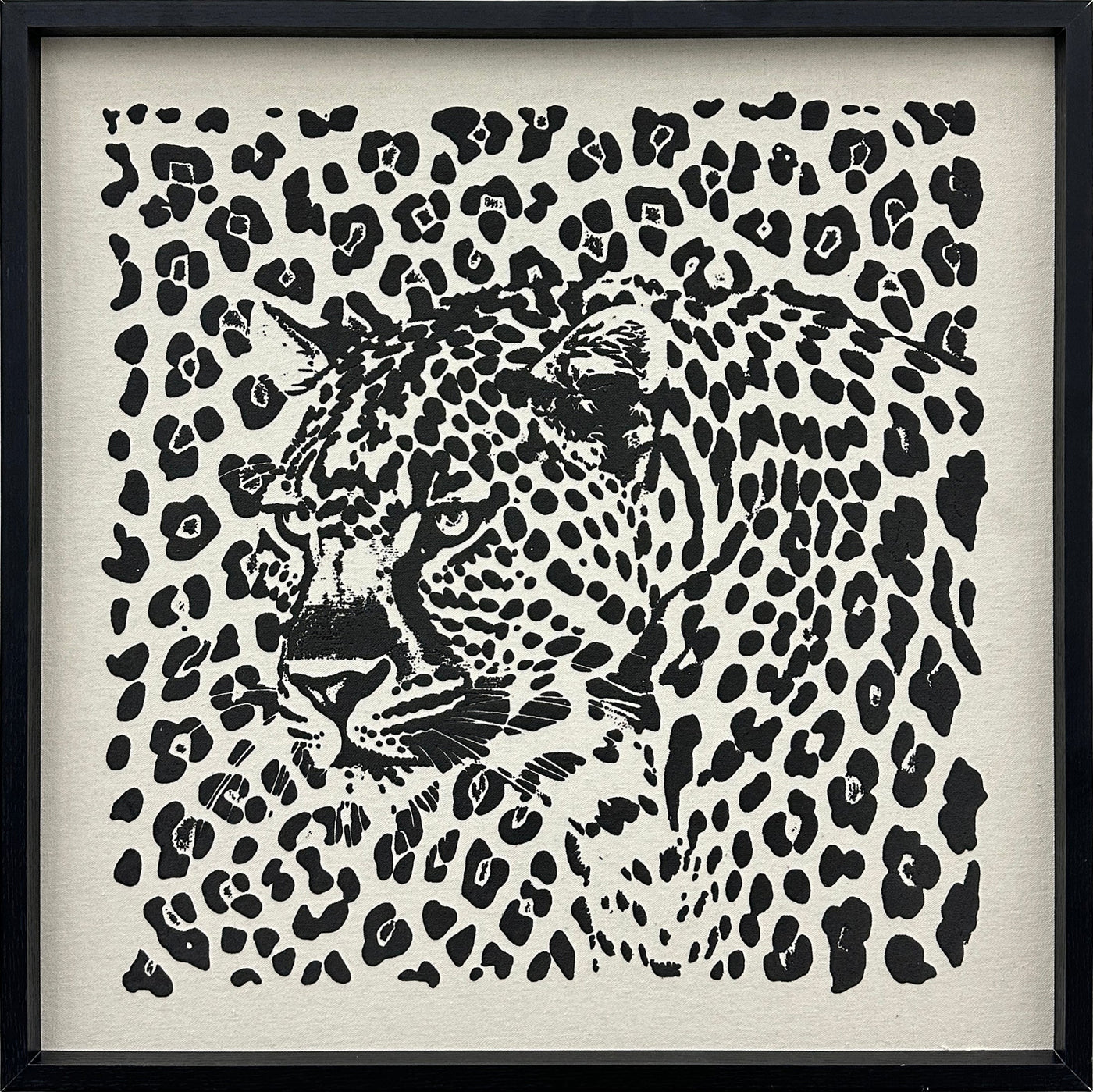 Shadow Leopard Puff Printed Canvas in Frame