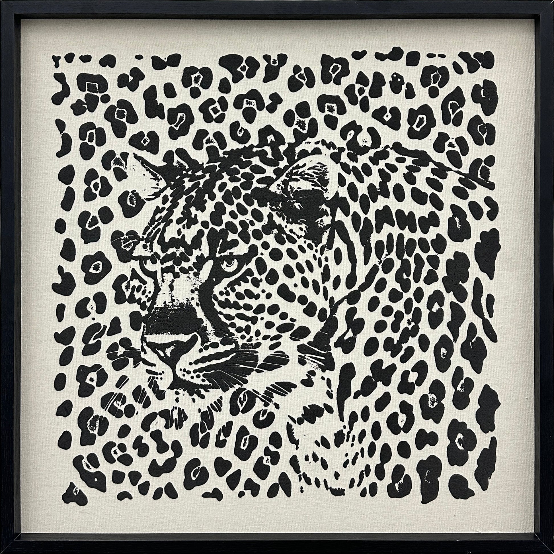 Shadow Leopard Puff Printed Canvas in Frame