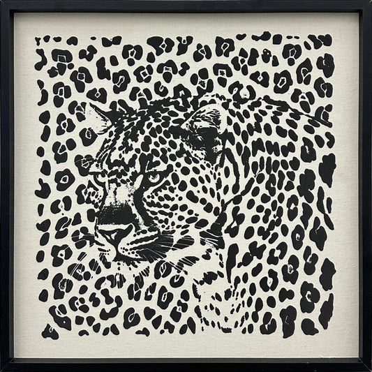 Shadow Leopard Puff Printed Canvas in Frame