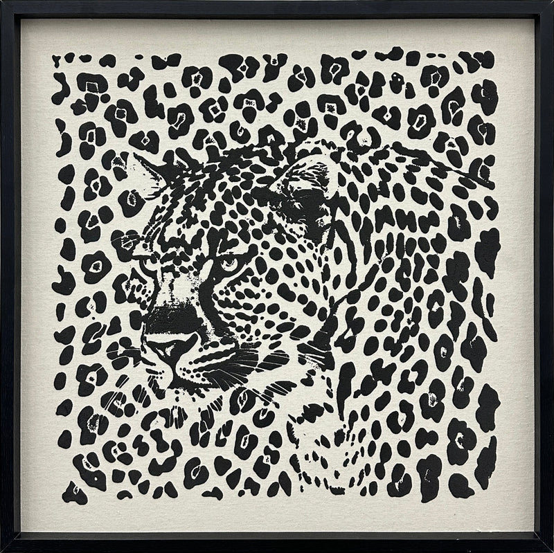 Shadow Leopard Puff Printed Canvas in Frame