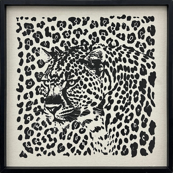 Shadow Leopard Puff Printed Canvas in Frame