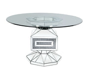 Mesa de comedor Noralie Glam de 132 cm de diámetro con cortes angulares geométricos