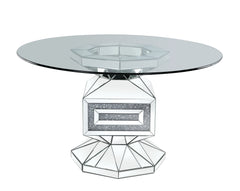 Mesa de comedor Noralie Glam de 132 cm de diámetro con cortes angulares geométricos