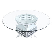 Mesa de comedor Noralie Glam de 132 cm de diámetro con cortes angulares geométricos