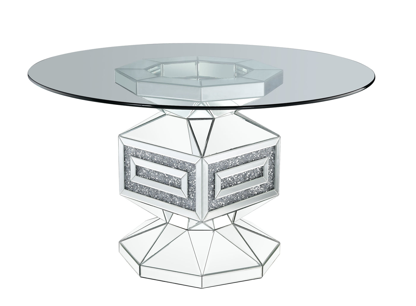 Mesa de comedor Noralie Glam de 132 cm de diámetro con cortes angulares geométricos
