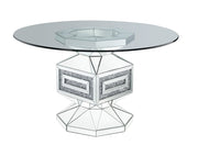 Mesa de comedor Noralie Glam de 132 cm de diámetro con cortes angulares geométricos