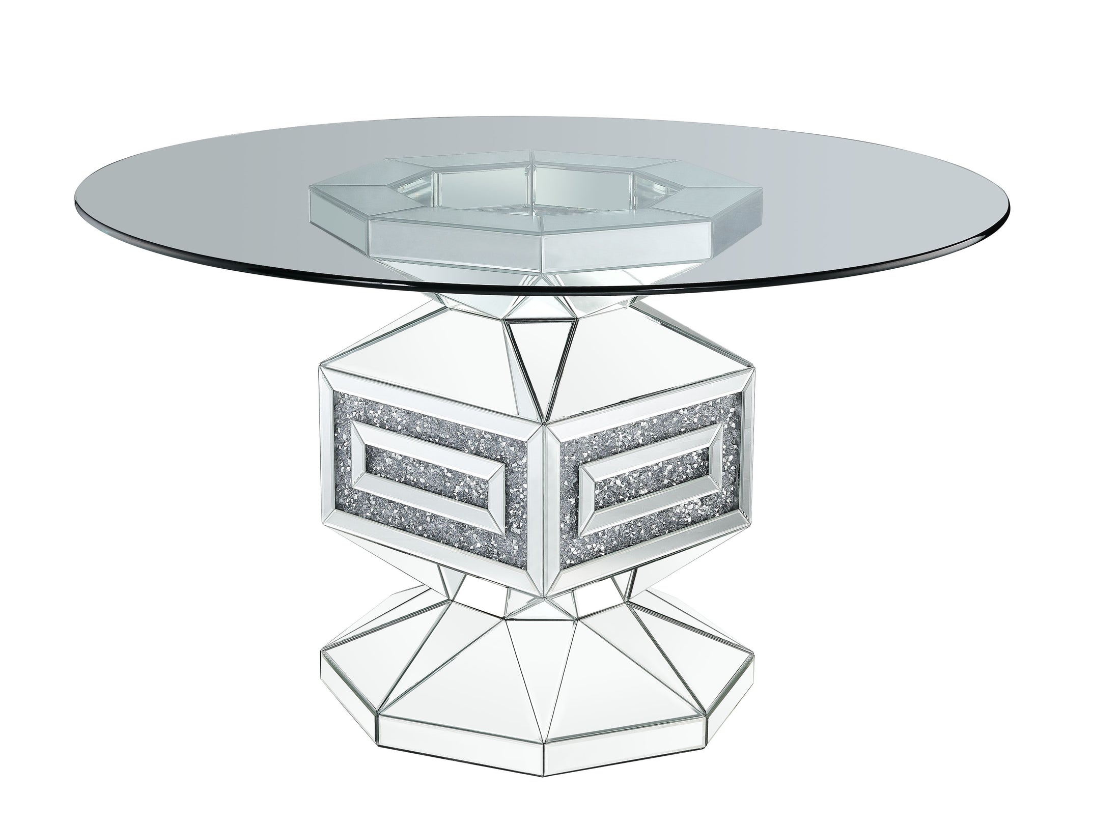 Mesa de comedor Noralie Glam de 132 cm de diámetro con cortes angulares geométricos