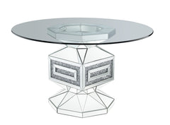 Mesa de comedor Noralie Glam de 132 cm de diámetro con cortes angulares geométricos