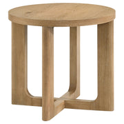 Kessler Round Sculptural Wood End Table Light Oak