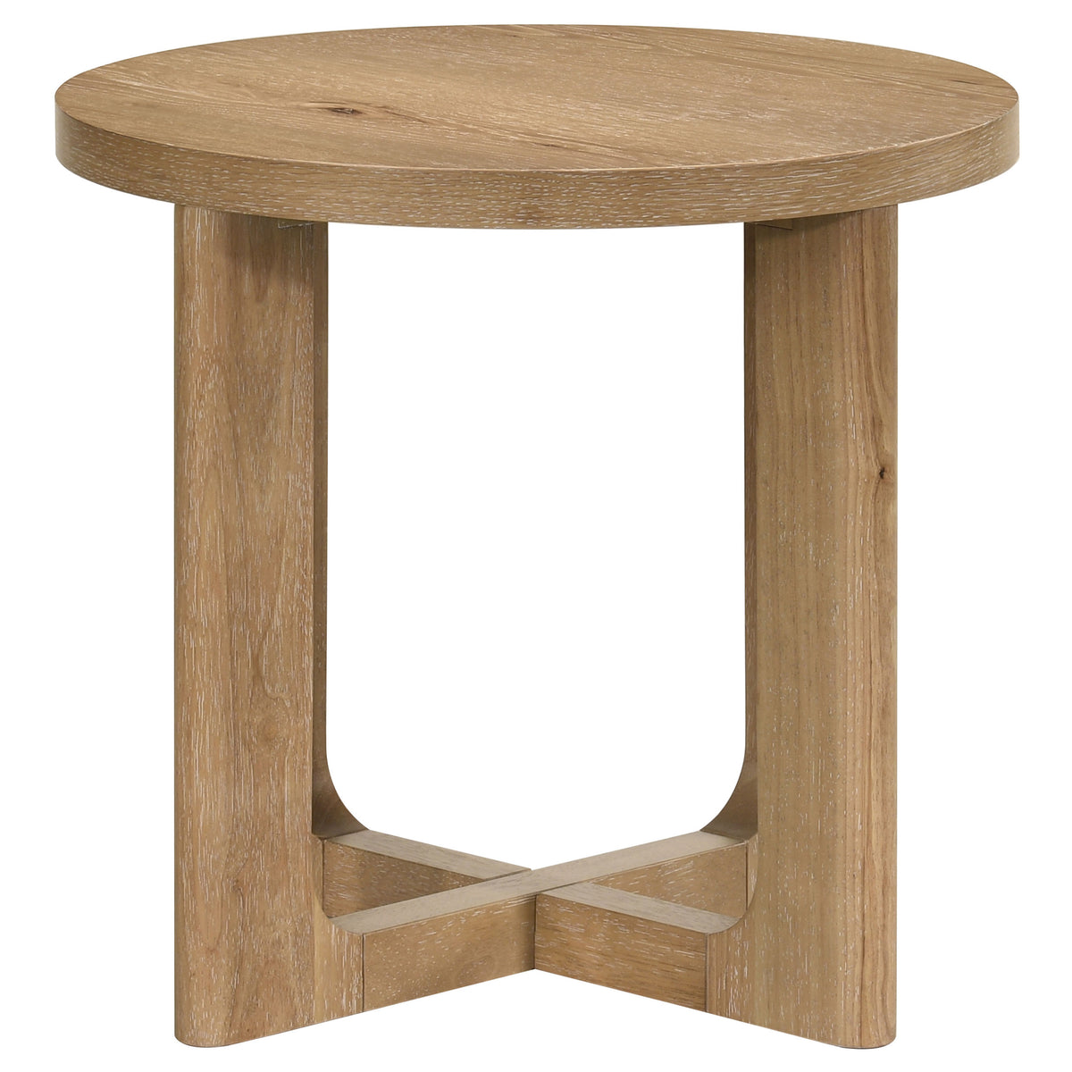 Kessler Round Sculptural Wood End Table Light Oak