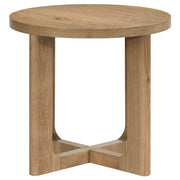 Kessler 3-piece Round Sculptural Wood Coffee Table Set Light Oak