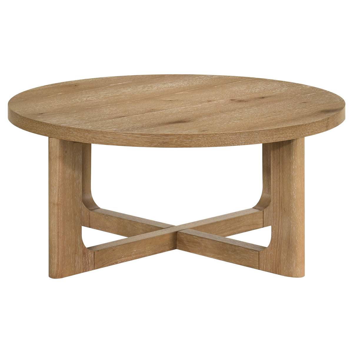 Kessler 3-piece Round Sculptural Wood Coffee Table Set Light Oak