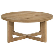Kessler Round Sculptural Wood Coffee Table Light Oak