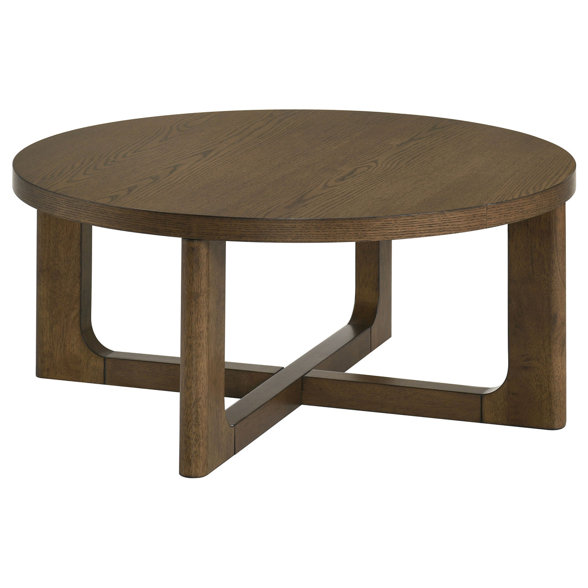 Kessler 2-piece Round Sculptural Wood Coffee Table Set Brown