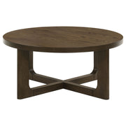 Kessler 2-piece Round Sculptural Wood Coffee Table Set Brown