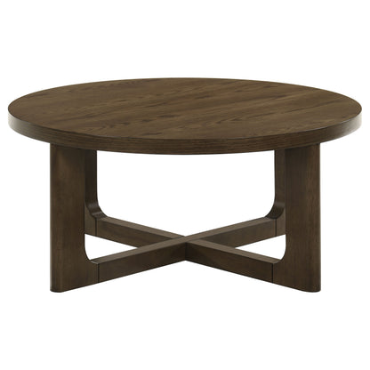 Kessler 3-piece Round Sculptural Wood Coffee Table Set Brown