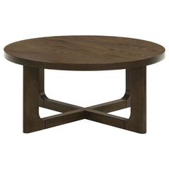 Kessler Round Sculptural Wood Coffee Table Brown
