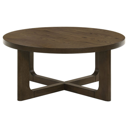Kessler Round Sculptural Wood Coffee Table Brown