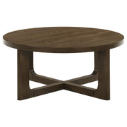 Kessler Round Sculptural Wood Coffee Table Brown