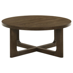 Kessler Round Sculptural Wood Coffee Table Brown