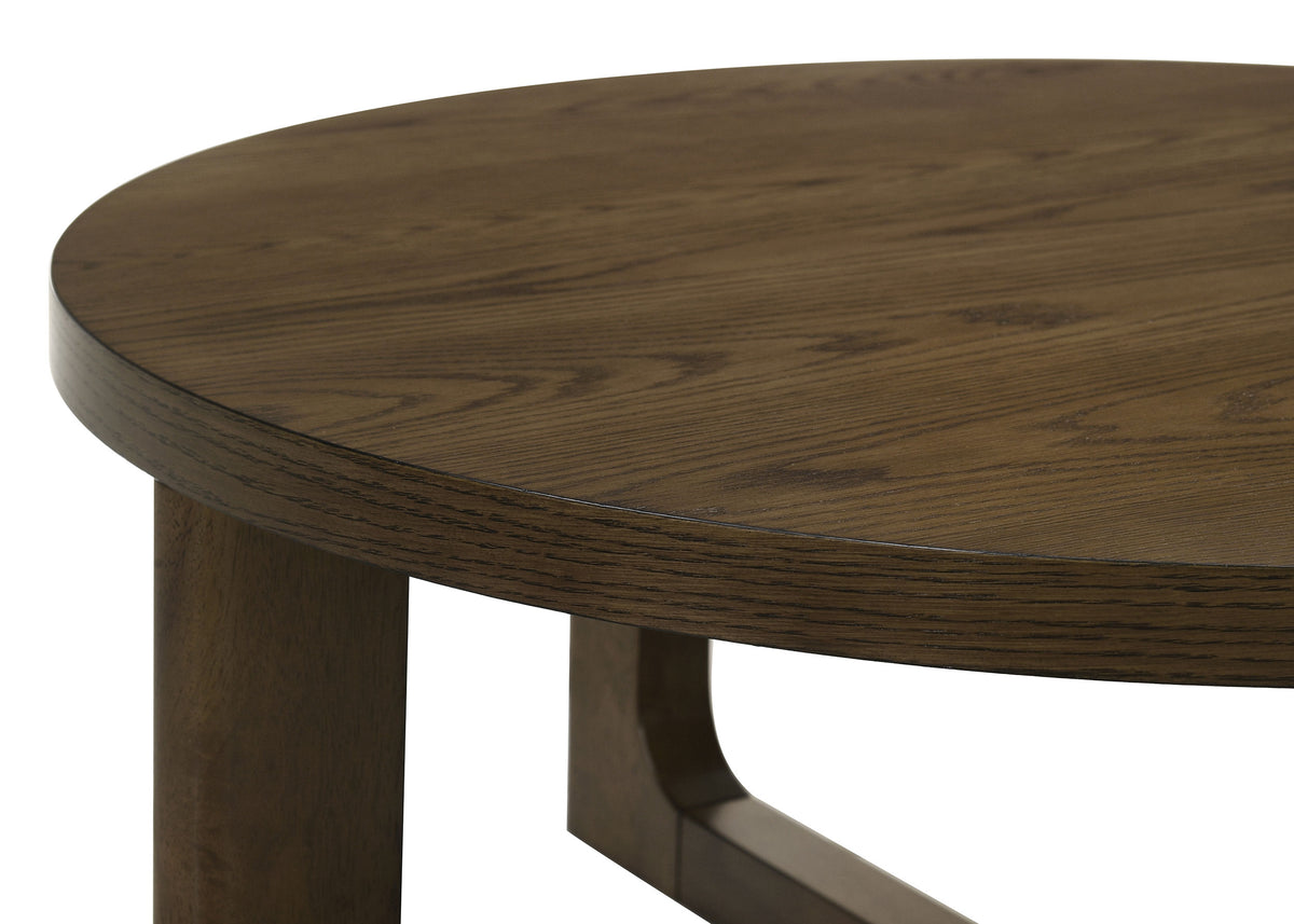 Kessler Round Sculptural Wood Coffee Table Brown