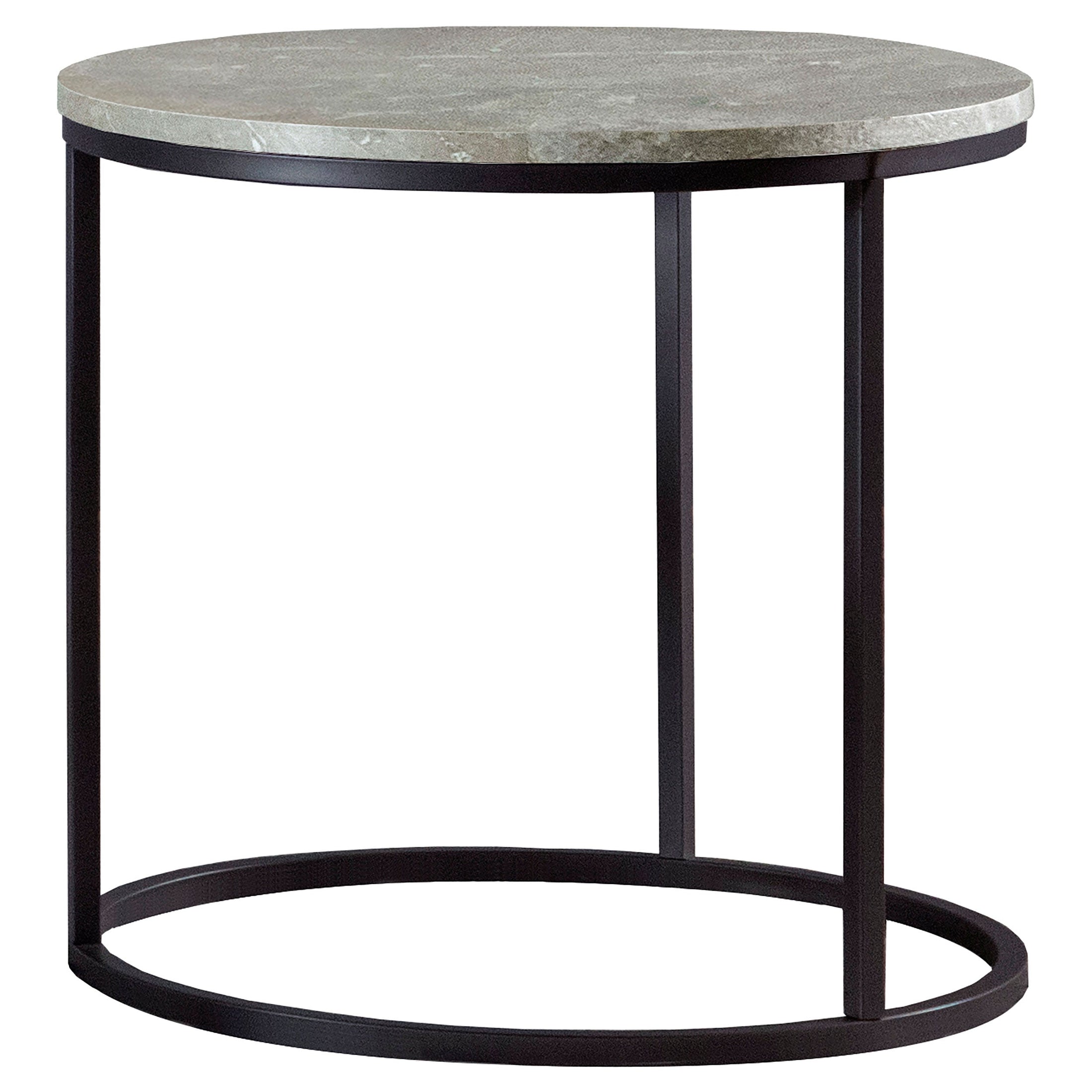Mesa auxiliar redonda de imitación de mármol Lainey, gris