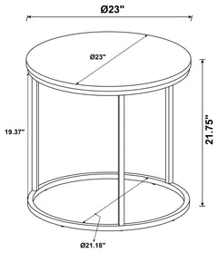 Mesa auxiliar redonda de imitación de mármol Lainey, gris