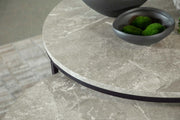 Mesa de centro nido redonda Lainey de imitación de mármol gris