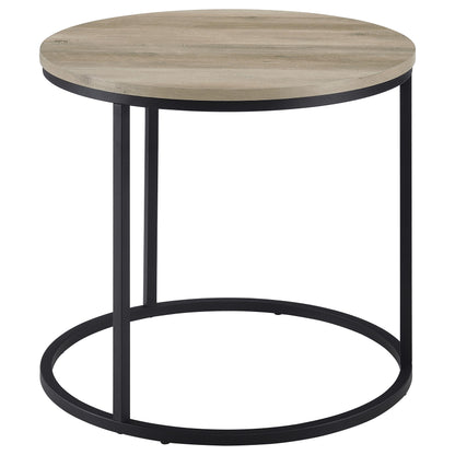 Lainey Round Occasional Side End Table Distressed Pine
