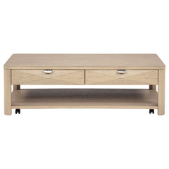 Marcelo Wood Coffee Table with 2 Drawers and Shelf Light Elm