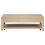 Marcelo Wood Coffee Table with 2 Drawers and Shelf Light Elm