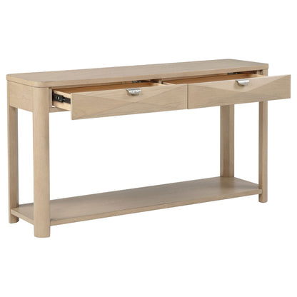Marcelo Sofa Console Table with 2 Drawers and Shelf Light Elm