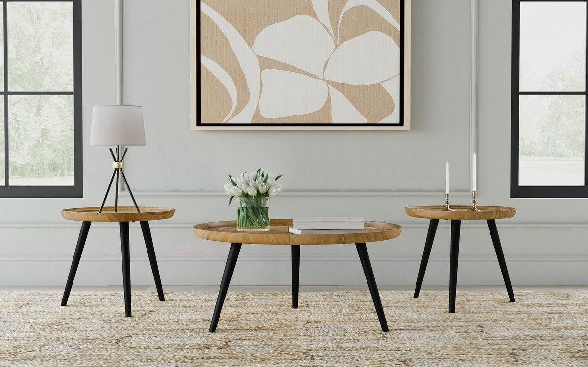 Zoe 3PC Mango Wood Coffee and End Table Set in Natural
