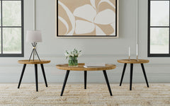 Zoe 3PC Mango Wood Coffee and End Table Set in Natural