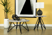 Juego de mesa de centro y auxiliar Hadi Round SmartTop en color cemento