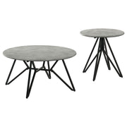 Juego de mesa de centro y auxiliar Hadi Round SmartTop en color cemento