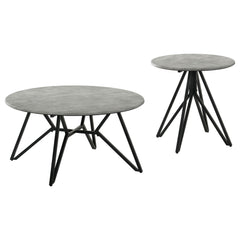 Juego de mesa de centro y auxiliar Hadi Round SmartTop en color cemento