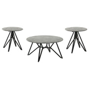 Juego de mesa de centro y auxiliar Hadi Round SmartTop en color cemento
