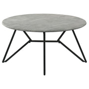 Juego de mesa de centro y auxiliar Hadi Round SmartTop en color cemento