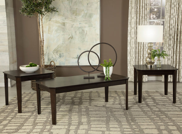 Amaro Coffee and End Table Set Dark Brown
