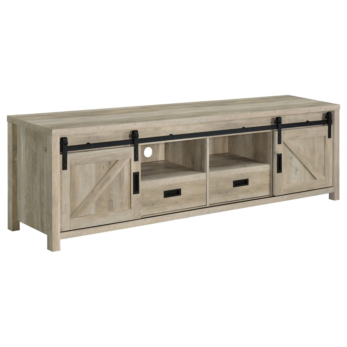 Mueble para TV Madra de 2 puertas de madera de ingeniería de 79 pulgadas en pino oscuro