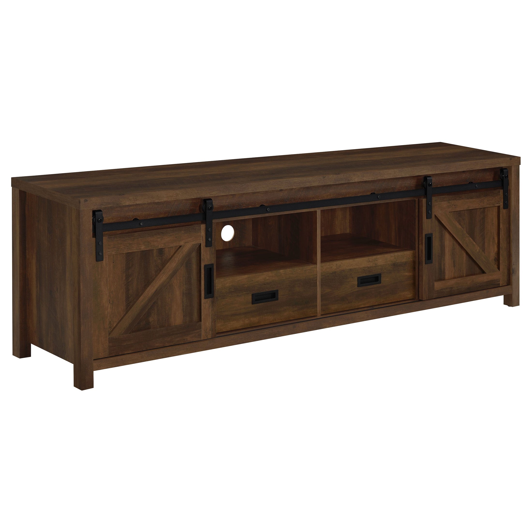 Mueble para TV Madra de 2 puertas de madera de ingeniería de 79 pulgadas en pino oscuro