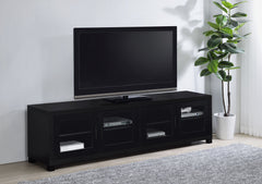 Mueble para TV Jupiter de 79 pulgadas y 4 puertas de madera de ingeniería, color negro