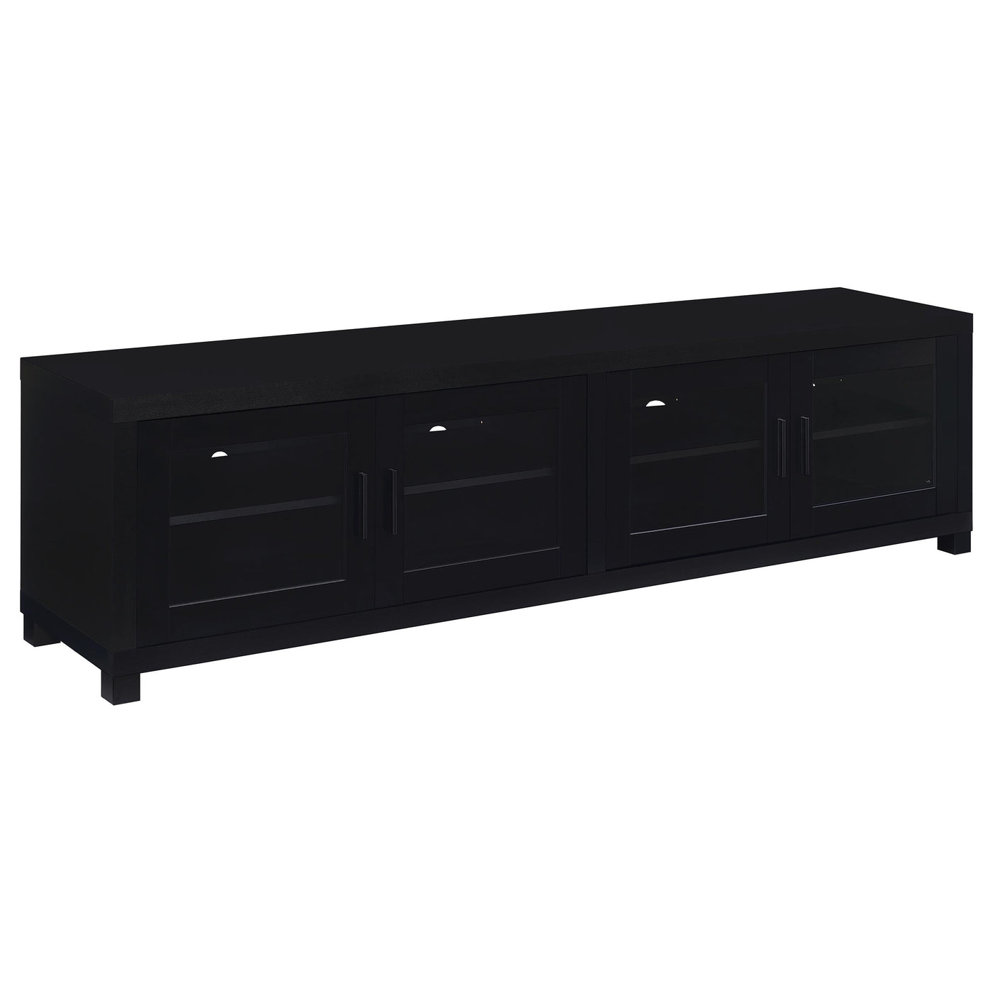 Mueble para TV Jupiter de 79 pulgadas y 4 puertas de madera de ingeniería, color negro