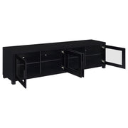 Mueble para TV Jupiter de 79 pulgadas y 4 puertas de madera de ingeniería, color negro