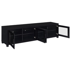 Mueble para TV Jupiter de 79 pulgadas y 4 puertas de madera de ingeniería, color negro
