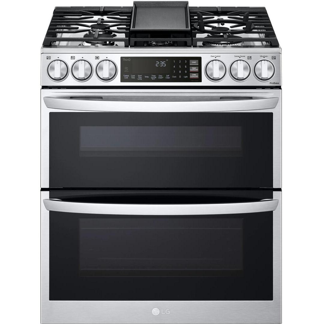LG 30-inch Slide-In Gas Double Range with ProBake® Convection and InstaView® LTGL6937F IMAGE 1
