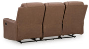 Mackmenville Caramel Reclining Sofa and Reclining Loveseat with Console