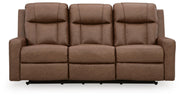 Mackmenville Caramel Reclining Sofa and Reclining Loveseat with Console